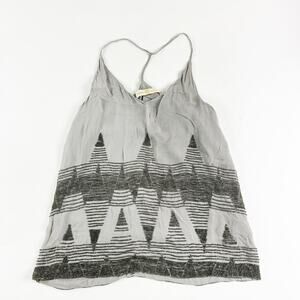 Ramy Brook grey silver silk beaded tank top Size XS flaws